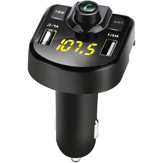 Transmetteur FM Bluetooth 5.0 Pour Voiture - Adaptateur USB Allume-cigare, Neuf