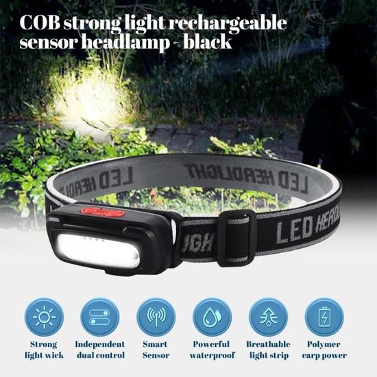 Lampe Frontale Rechargeable Avec Aimant – Idéale Randonnée, VTT, Camping, 3 Modes Lumineux, étanche