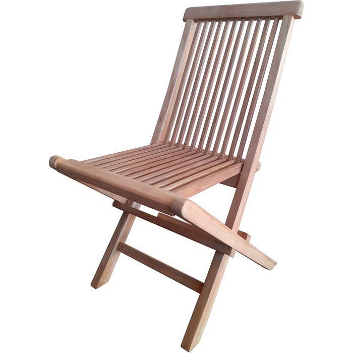 lot de 2 chaises pliables en teck - bois massif - chaise de jardin - marron - extérieur
