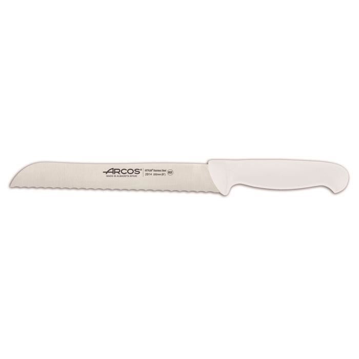 Couteau à pain (nacré) Arcos Couleur - Prof 291424 en acier inoxydable Nitrum et polypropylène blanc ergonomique mango avec lame de