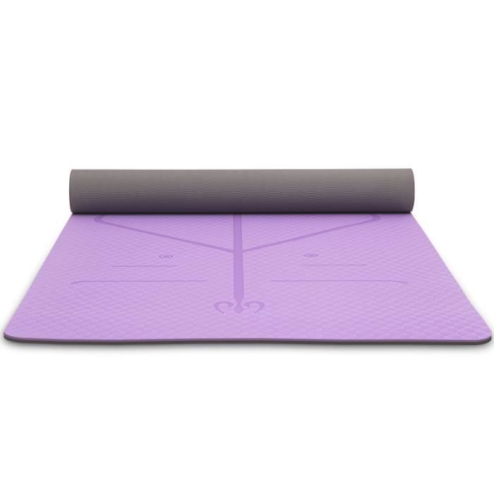 Tapis de sol Tapis de sport Tapis de gymnastique Tapis de yoga en Mousse 183 cm x 80 cm x 0.8 cm Noir - Violet - JAESAN