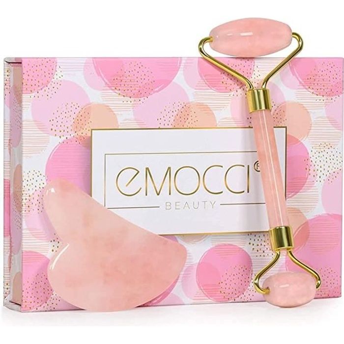 Rouleau de Massage Visage Jade Quartz Rose - Gua Sha Naturel
