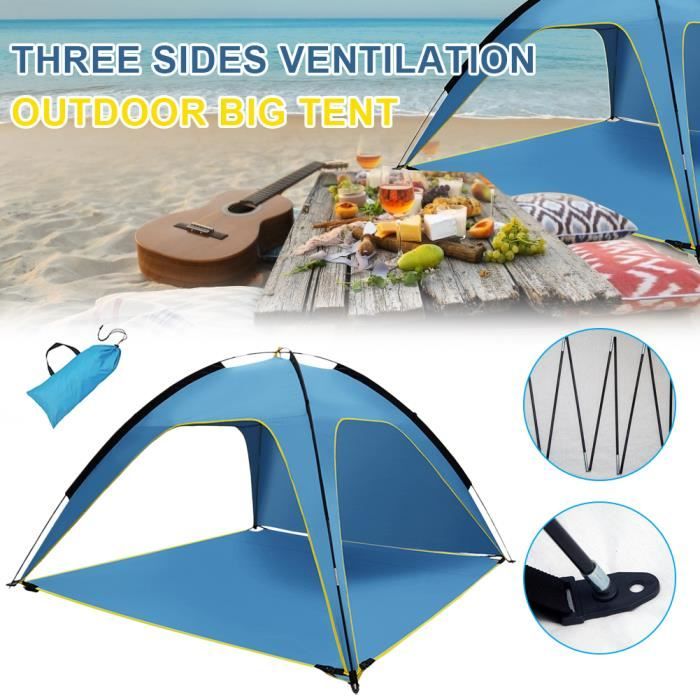 Tente de plage au soleil abri extérieur résistant à l'eau auvent tente de camping imperméable en tissu Oxford