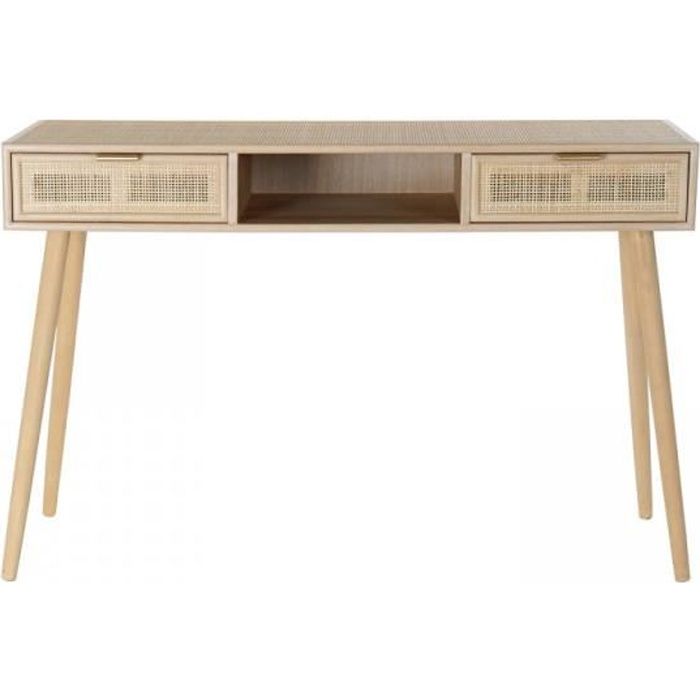 CONSOLE MEUBLE D' ENTRÉE BOIS-ROTIN NATUREL 120 X 125 cm x 46 cm x 25 cm
