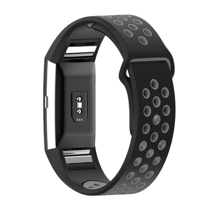 Pour des hommes bracelet de montre Fitbit Charge 2 gris trous respirants bandes souples de remplacement