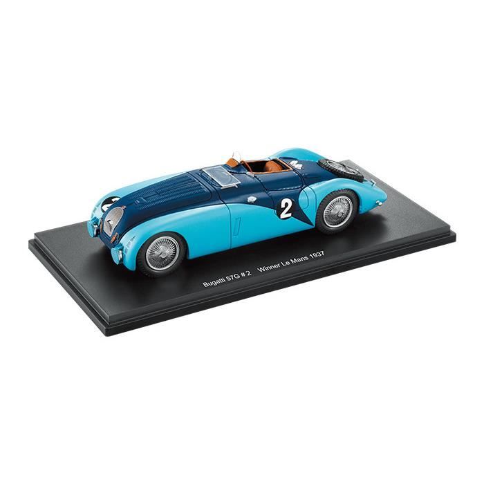Véhicule miniature - Voiture Bugatti 57G 2 Winner Le Mans 1937 - Wimille-Benoist - Spark 1:43 pour Hachette Japon (GiftA)