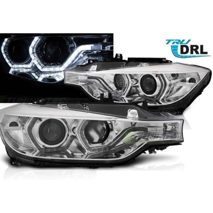 Paire de feux phares BMW serie 3 F30 - F31 LCI 15-18 angel eyes led DRL chrome-35105723