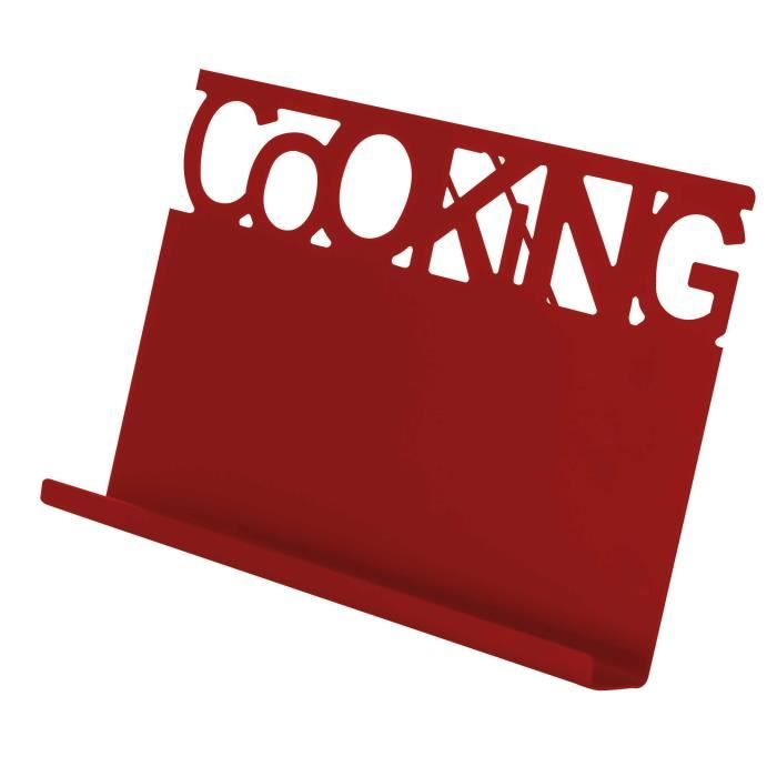 Support pour livre - tablette 'Cooking' en acier inoxydable - Rouge - 30x20x5cm