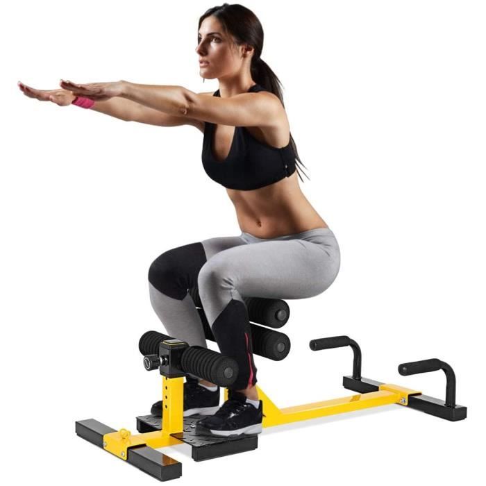 3 en 1 Sissy Squat en Fer Machine à Squat Hauteur Réglable à 6 Positons pour Entraînement de l'Abdominaux et des Jambes Capac A230