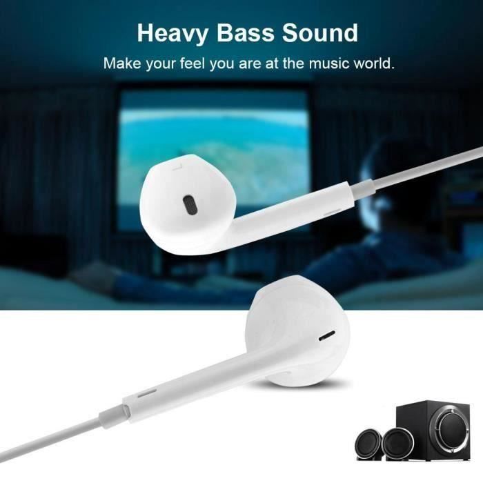 Ecouteurs filaires avec micro 3,5mm filaire écouteurs avec micro pour iPhone 5-6-Blanc-CY