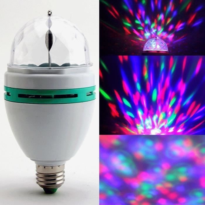 Ampoule Led Rotative Musique Jeu de Lumiere Soiree Fete Bapt