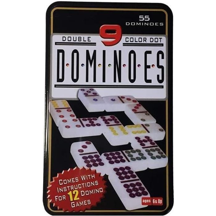 55 pcs domino set double 9 dominos avec boîte en métal pai gow jeu de société cantonais mahjong adultes jouets table jeu domi
