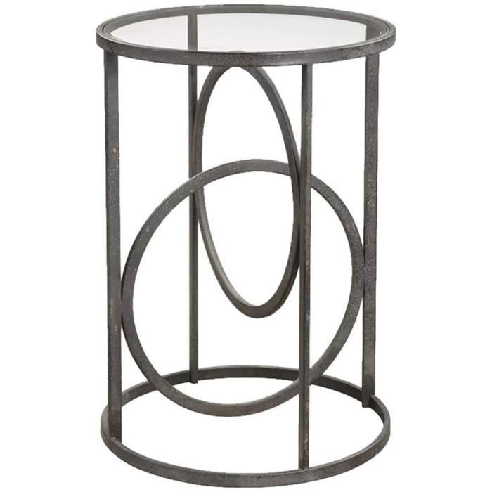 Tables basses Coffee Table Nordic Simple Table Basse en Fer Forgé Canapé Table d'angle Mini Table Ronde Verre Trem70