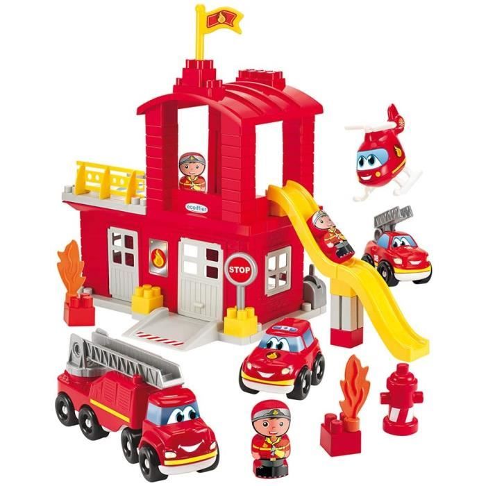 VEHICULE A CONSTRUIRE ENGIN TERRESTRE A CONSTRUIREJouets Ecoiffier -3026 - Grande caserne de pompiers Abrick – Jeu de construc414