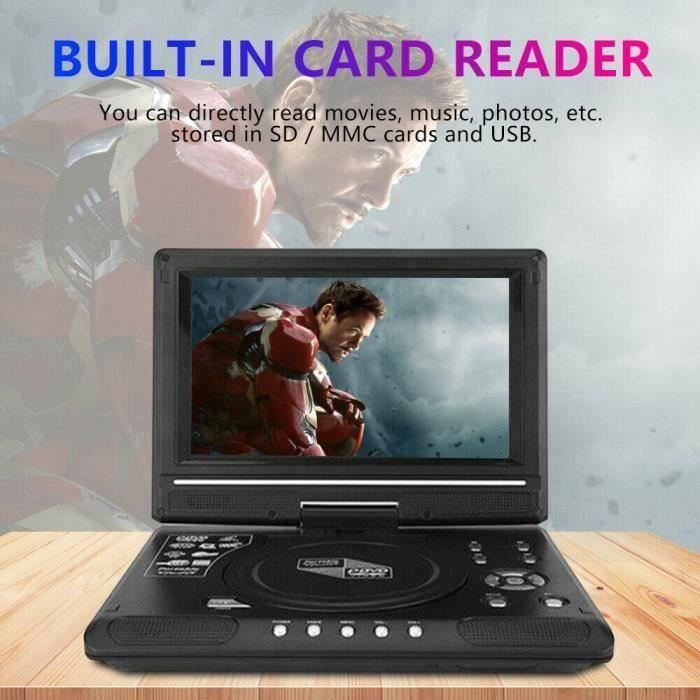 9,8 pouces Portable HD TV DVD Player 16: 9 LCD 270 ° Rotating Screen 240V+Game Joystick