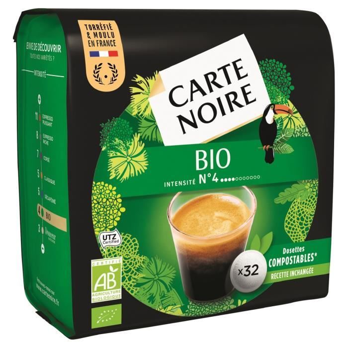 LOT DE 8 - CARTE NOIRE Bio Café dosettes délicat N°4 Compatible Senseo -32 dosettes de 6,4g