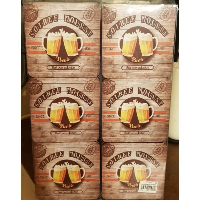 lot de 6 dessous de verres -bieres soirée mousse-