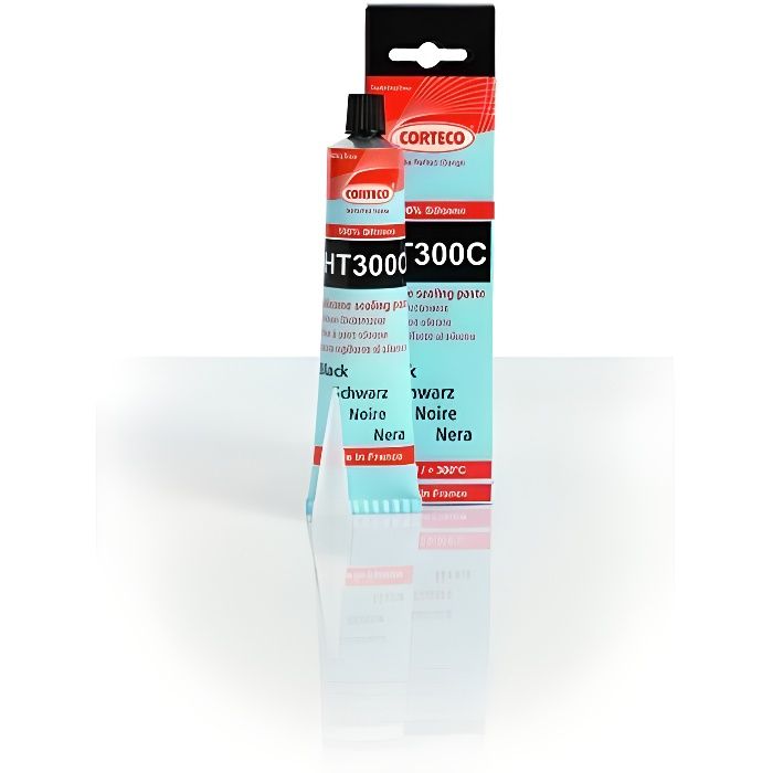 Pâte à joint noire élastomère 100% silicone 300°C Corteco HT300C côté Passager