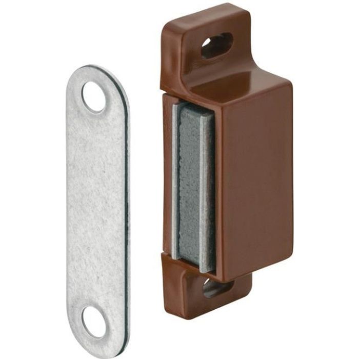 Loqueteau magnétique marron avec aimant 3 - 4 kg meuble loquet porte serrure tiroir armoire verrou