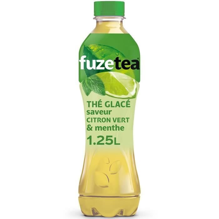 LOT DE 5 - FUZE TEA : Thé vert glacé saveur citron vert & menthe 1.25L