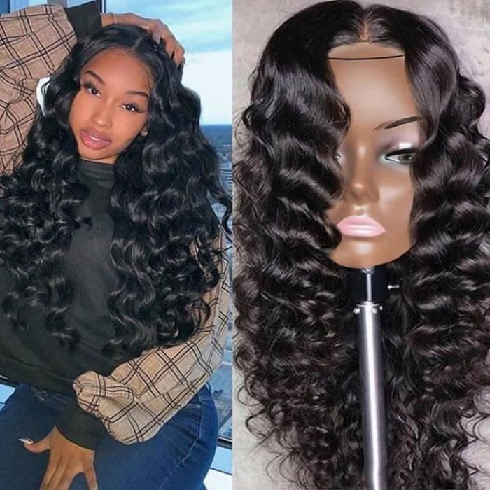 24 pouce Cheveux dentelle Ondes de Corps humain brésilien avant Perruques 150% bouclés 360 Lace Frontal perruque