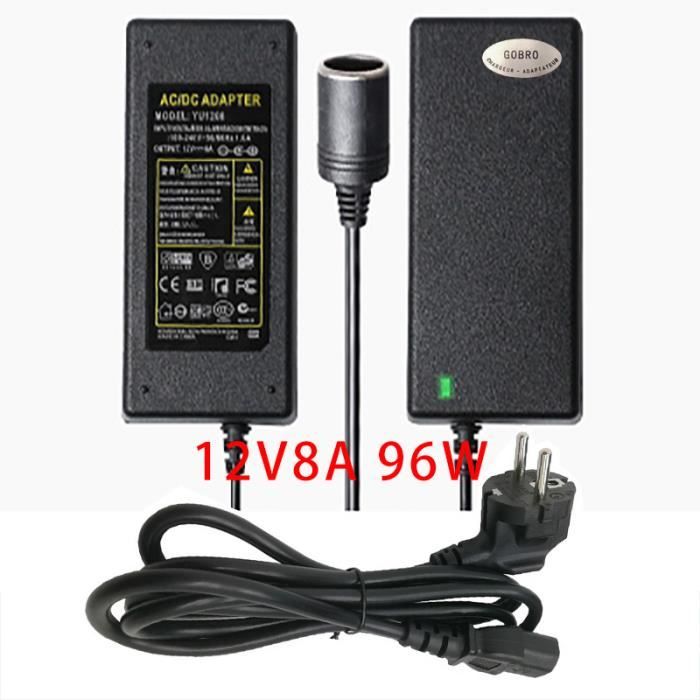 Adaptateur Convertisseur Allume Cigare vers Secteur 220V/12V 8A 96W
