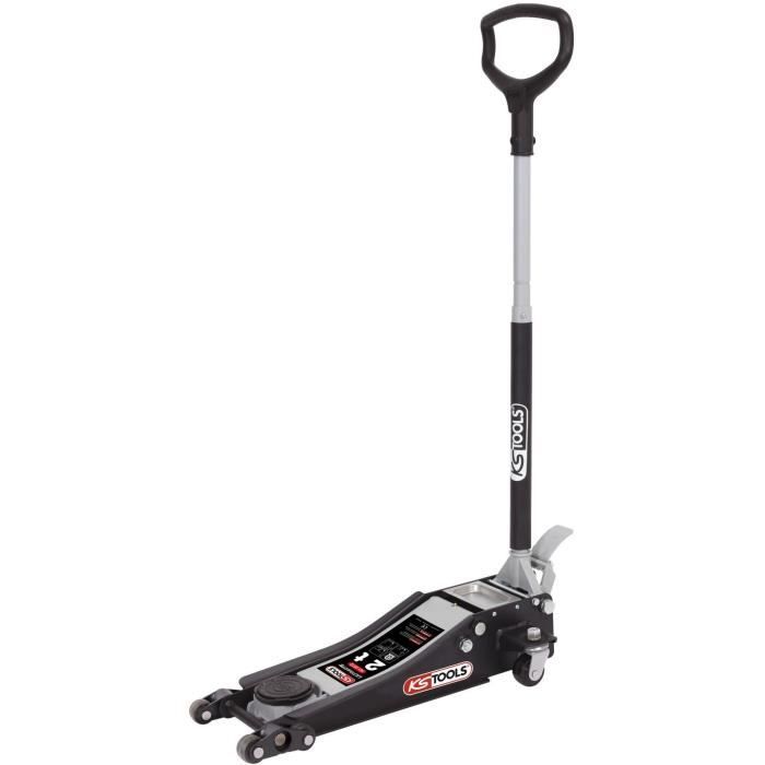 Cric hydraulique extra-bas acier ULTIMATE 2t avec double-roues avant - KS Tools 161.0372 - Levage