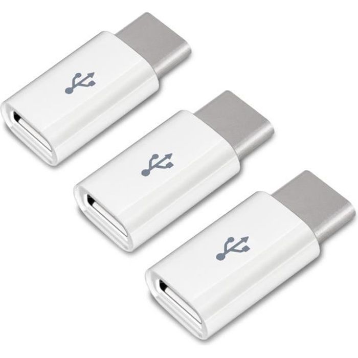 kwmobile 3x Adaptateur Micro USB vers USB C - Connecteur Universel Micro USB Femelle vers USB 3.1 Type C Mâle pour Smartphone et Tab