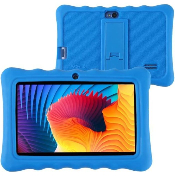 LAMZIEN Tablette Tactile Android 10 avec WiFi 7 Pouces,16Go Stockage,Google Dual-Caméras GPS Bluetooth USB-C,avec Coque Étui,Bleu