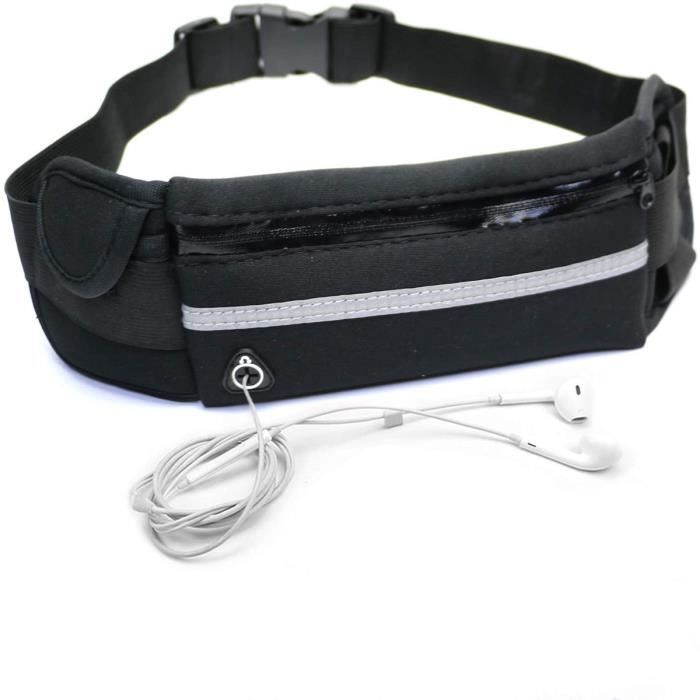 Leytn® Sac Banane de Sport Sac Ceinture de Course Femme Homme Etanche Réglable pour Jogging Escalade Voyage Vélo - Noir
