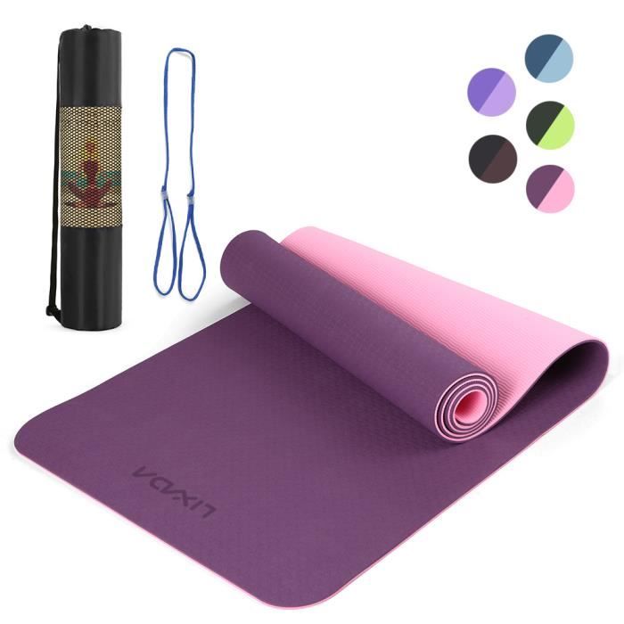 Lixada 72.05 × 24.01in Portable Double Dual-colour Yoga Mat Thicken Sports Mat Tapis d'exercice antidérapant pour les entraînem-745
