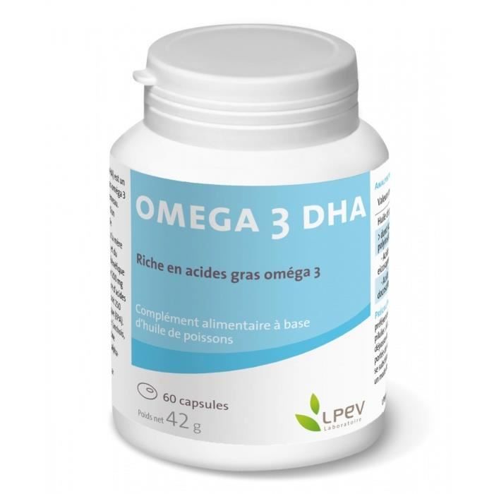 LPEV OMEGA 3 DHA 60 capsules complément alimentaire à base d'huile de poissons