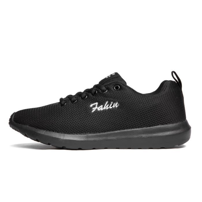 Homme Chaussures de Course Sports Fitness Gym Baskets Sneakers, Poids Léger Noir