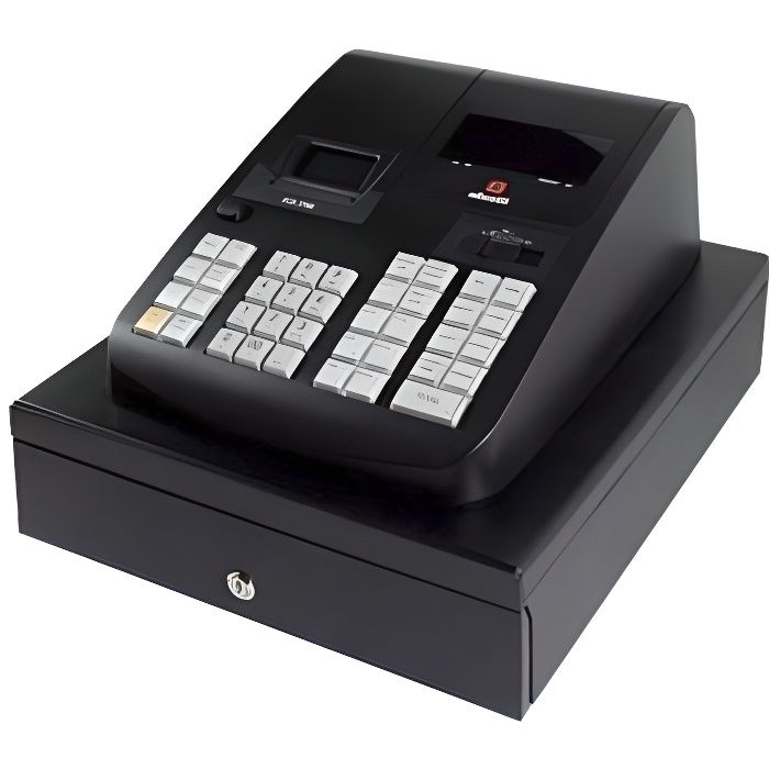 Caisse enregistreuse thermique Olivetti ECR 7790, alphanumérique professionnelle, 4 modes de paiement, format compact, couleur noire