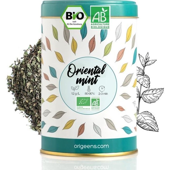 THE VERT MENTHE BIO 125g - Thé vert menthe poivrée, thé vrac - Thé vert bio et menthe bio