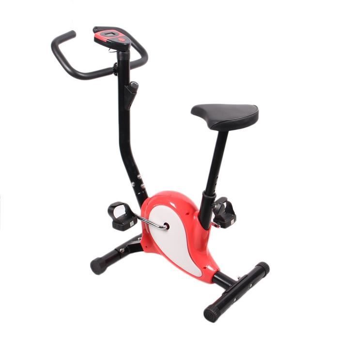 Vélo d´Appartement Vélo cardio avec LCD moniteur indoor exercise fitness - 100kg capacité de charger - Rouge