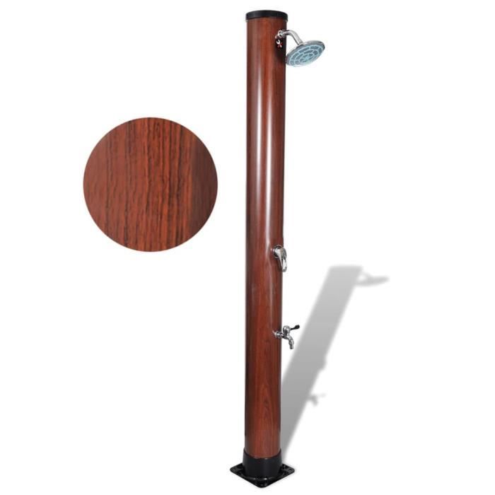 Douche solaire de piscine avec finition faux bois
