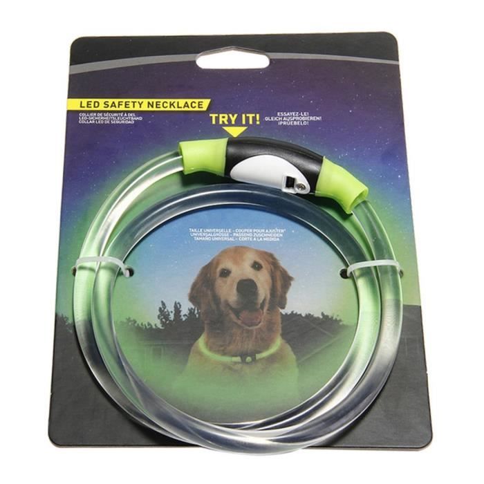 Rechargeable LED Night USB Luminous Collier anti-perte de chien de compagnie USB collier de chiot vert 30cm