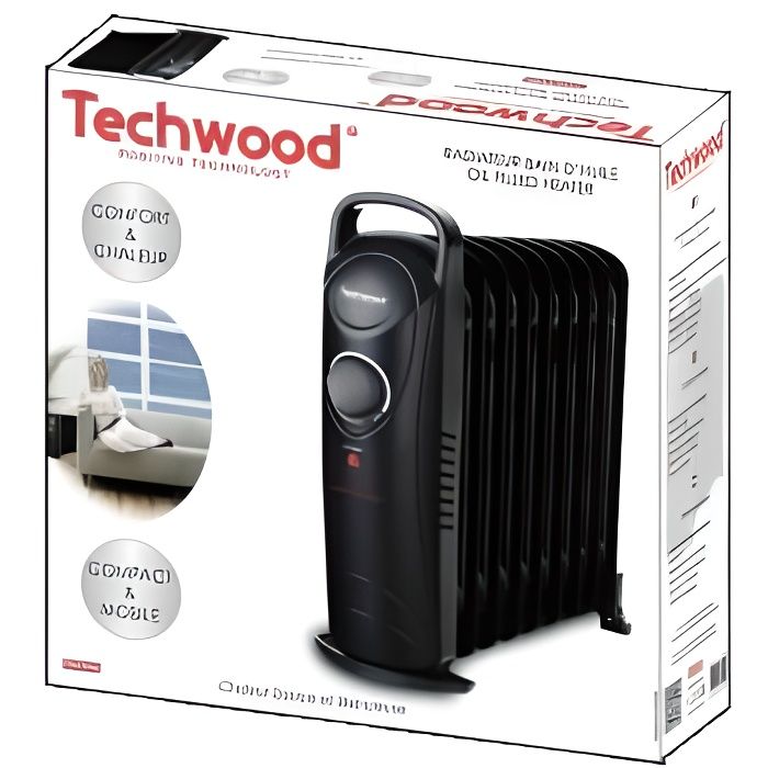 CHAUFFAGE BAIN D'HUILE NOIR 1000 W. TECHWOOD