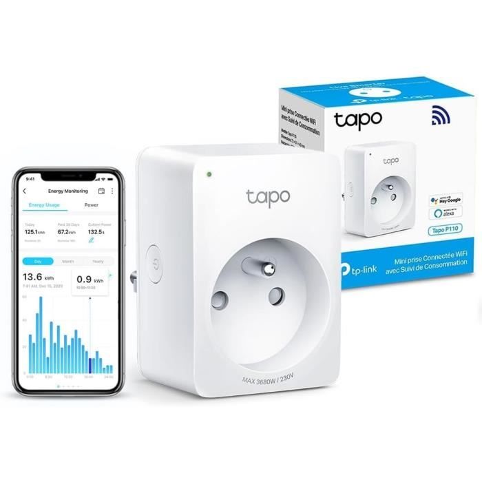 TP-Link Tapo Mini Prise connectée WiFi, Suivi de consommation P110(FR)
