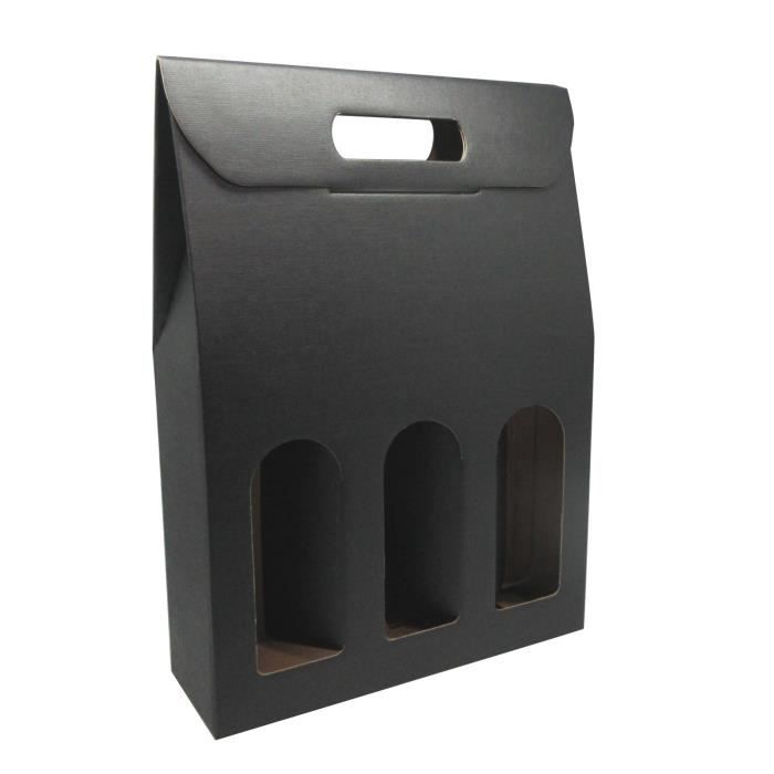 CLASSWINE Etui carton noir à fenêtre pour 3 bouteilles