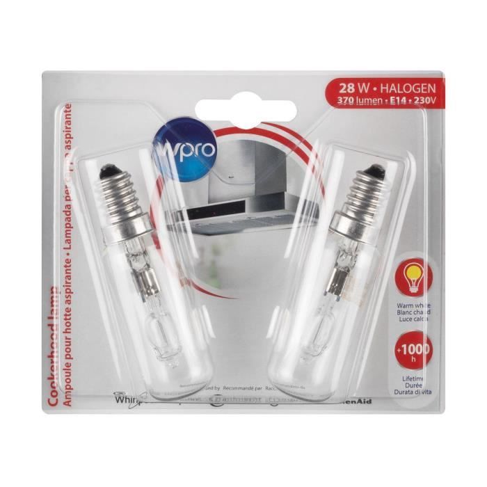 WPRO LMH140 Ampoule pour hottes - E14 T25L - 28 W - 220 V - blister de 2 ampoules longueur 81 mm x diam 23 mm