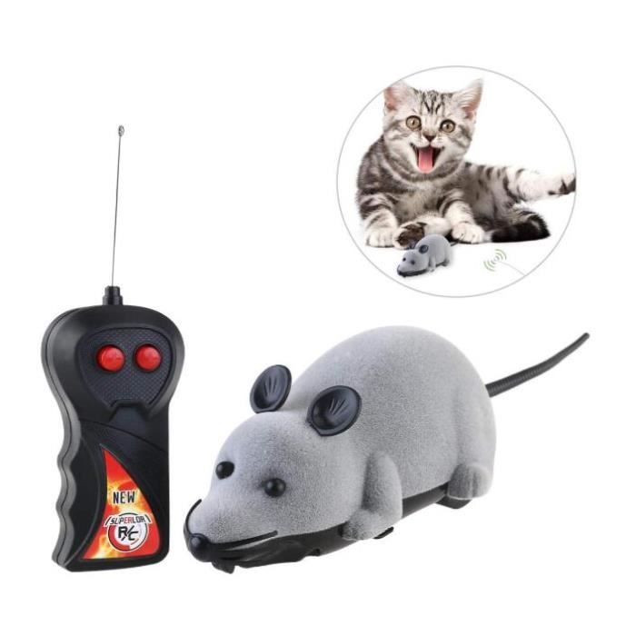 Télécommande souris chat jouet Simulaton peluche souris Chase Toy(Grey)