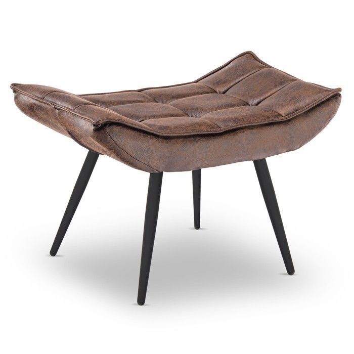MCombo 4779-2 Tabouret de pied avec pieds en métal et coussin tabouret vintage pour le salon microfibre marron