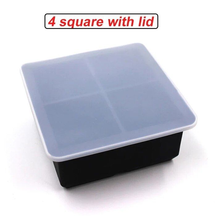 Lot De 2 Moules à Glaçons Carrés En Silicone Noir, 6 Grands Cubes De 5x5x5 Cm Chacun - Pour Whisky, Cocktails, Boissons