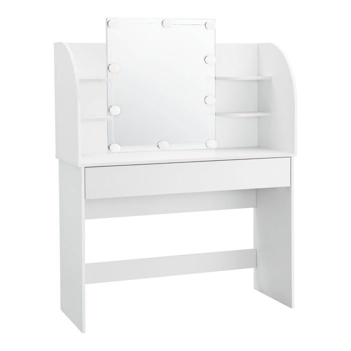 Coiffeuse table de maquillage - Blanc - 10 LED - Miroir inclus - Rangement pratique - Montage simple Coiffeuse table de maquillage - Blanc - 10 LED - Miroir inclus - Rangement pratique - Montage simple