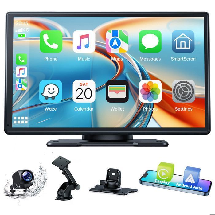 CAMPARK 9 Autoradio Carplay sans Fil Écran Tactile Commande Vocale Caméra de Recul 1080P Android Auto Bluetooth/WiFi/GPS/FM/AUX
