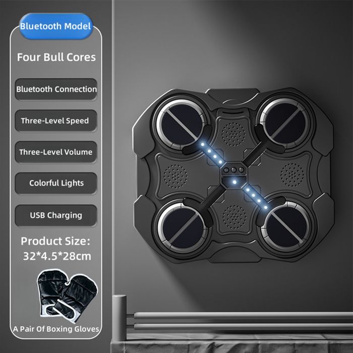 Kit Boxe Connecté pour Maison -  boxe Musique numérique pour avec  Bluetooth - Jouet Éducatif  - Black Boxing Quatre cibles