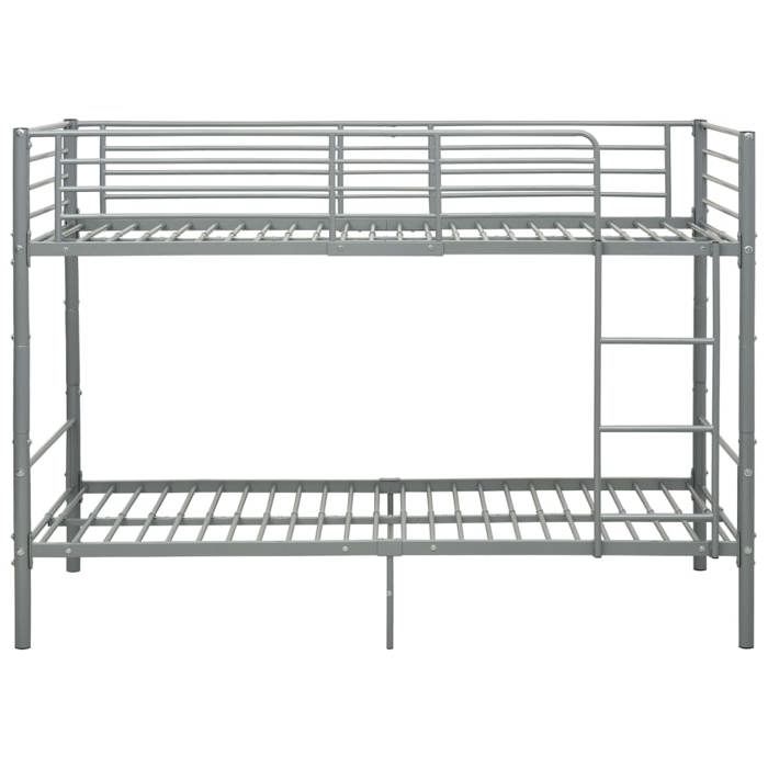 Bon plan Lit simple en Métal pour adolescent/Adulte Lit superposé - Non matelas - gris métal 90x200cm - Pour chambre
