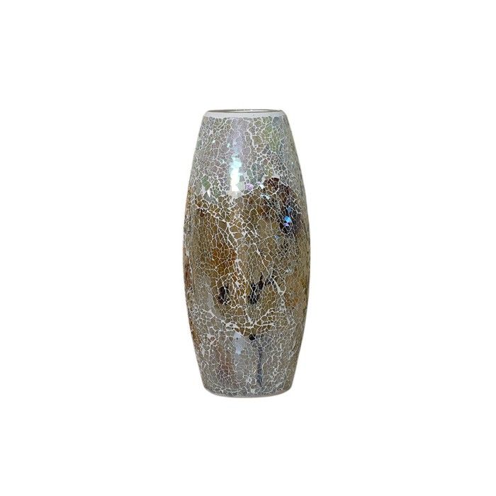 SYEL - Vase en verre mosaïque argenté et jaune H30 cm SYEL - Vase en verre mosaïque argenté et jaune H30 cm